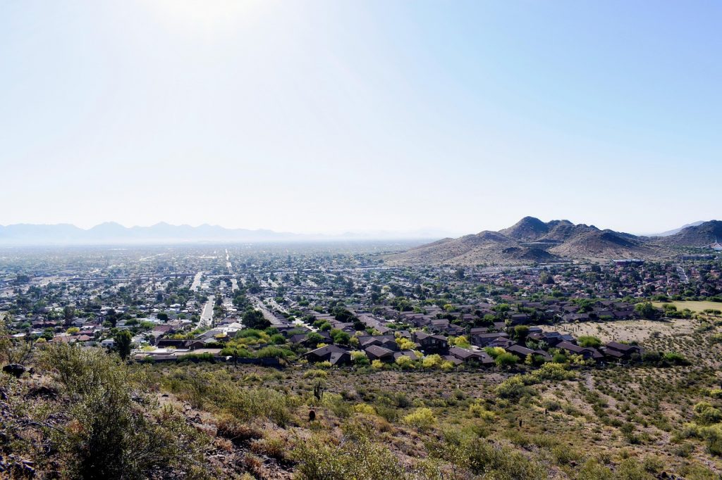 phoenix, hiking, arizona, desert, trail, outdoors, sunny, landscape, nature, suburb, outdoor, haze