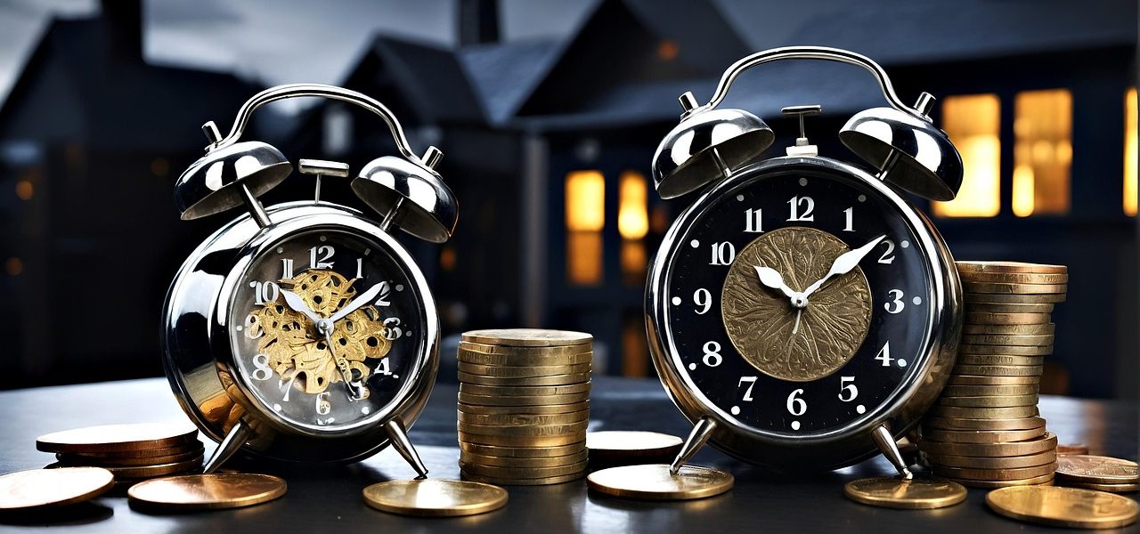 ai generated, clock, money, growth, concept, finance, business, success, financial, cashbox, currency, investment, wealth, coins, loan, benefit, credit, payment, savings, accounting