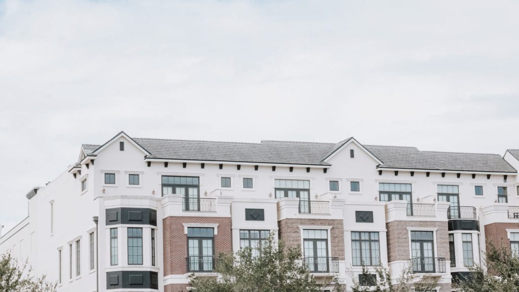 White apartment building facade