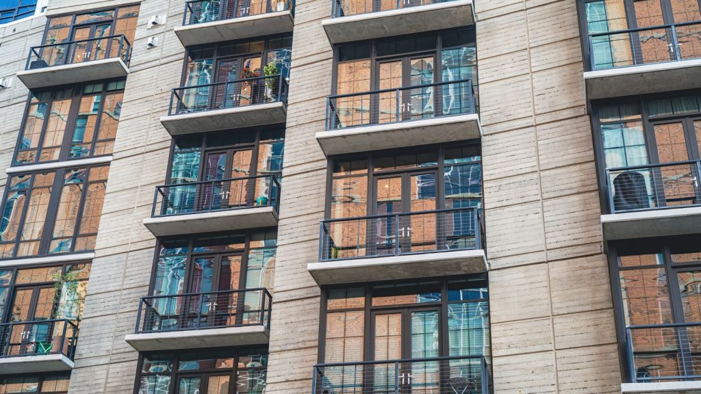 Apartment building with balconies
