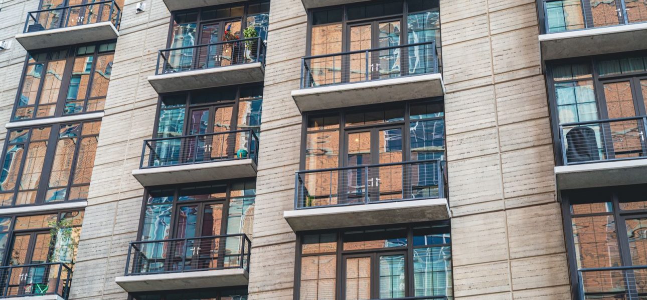 Apartment building with balconies