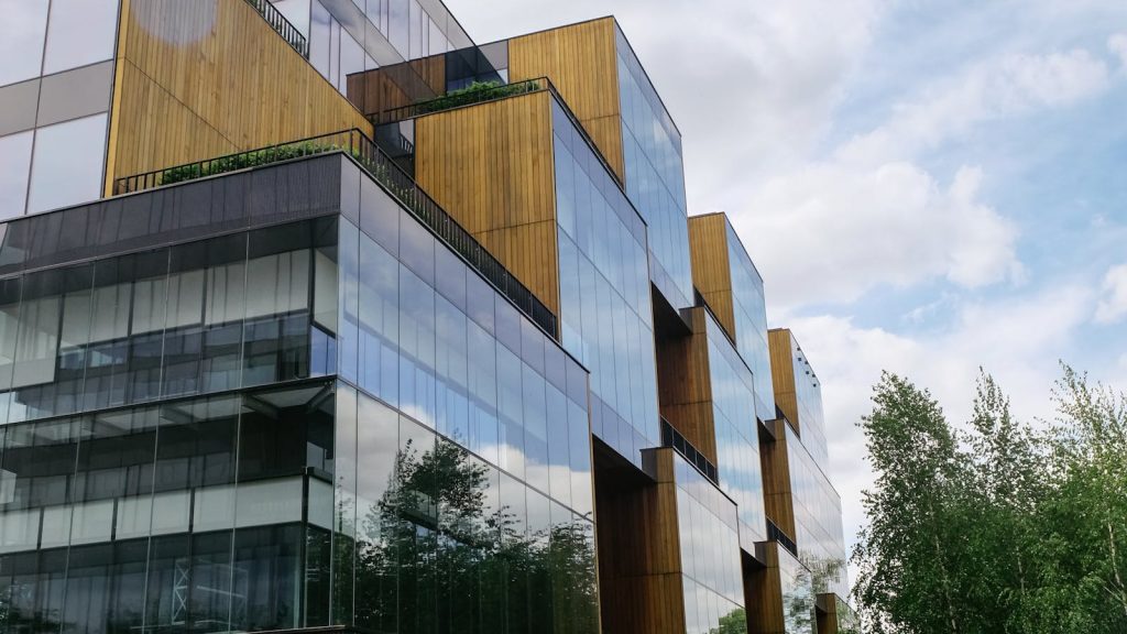 Modern glass mixed-use building