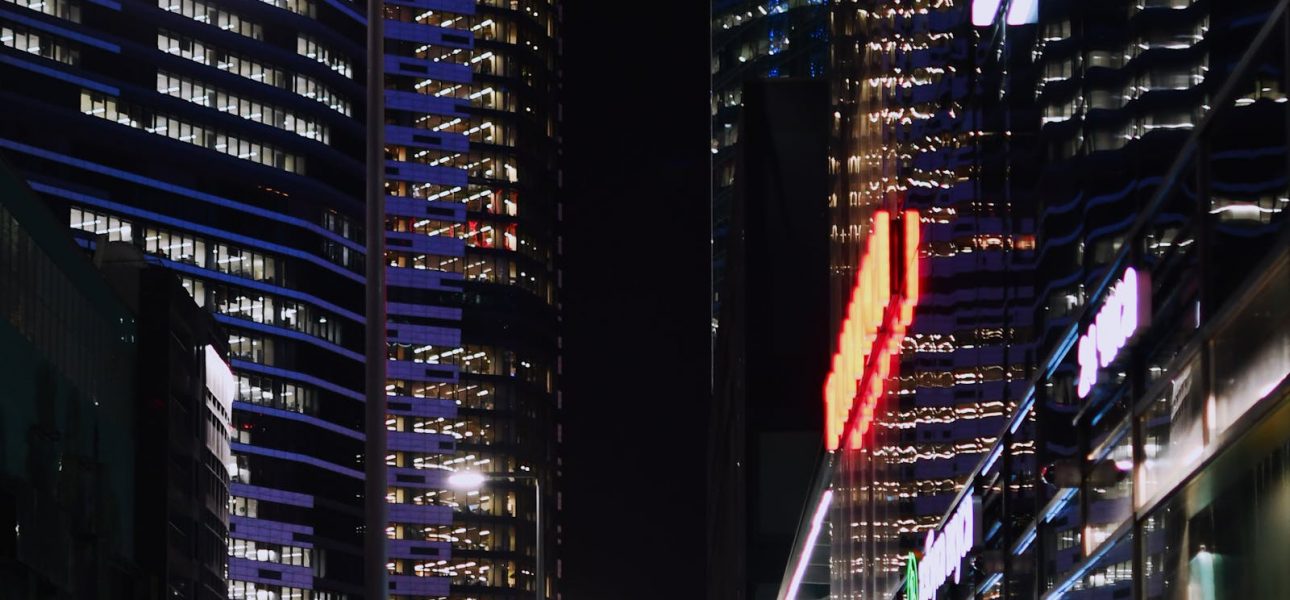 City business district buildings