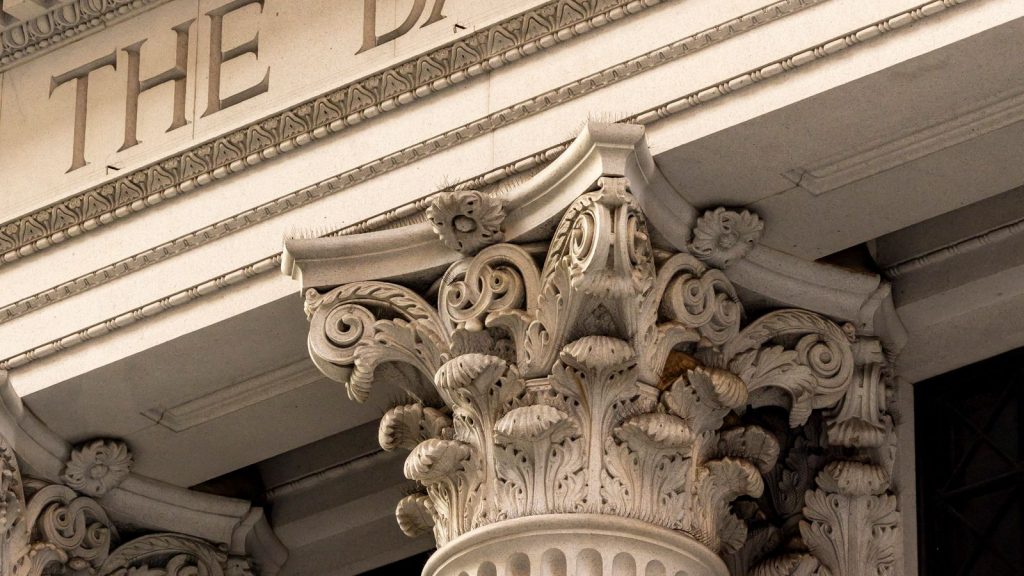 Classic bank building with columns