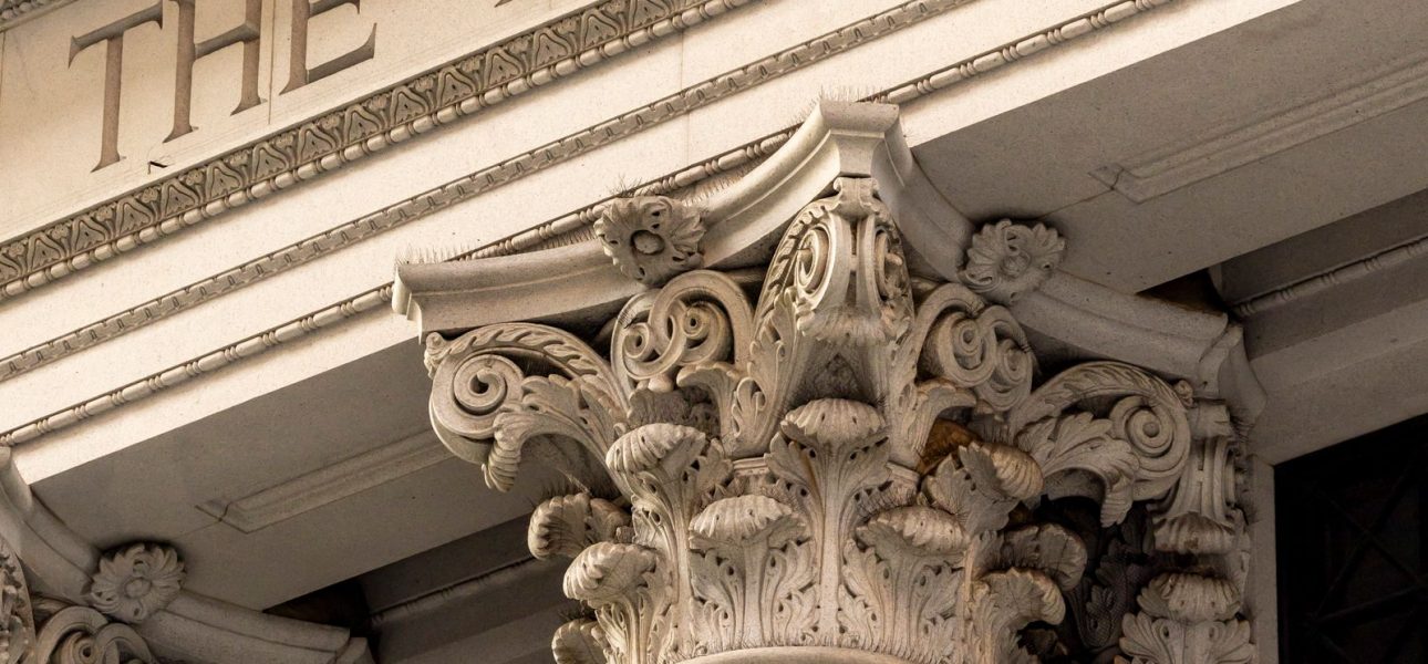 Classic bank building with columns