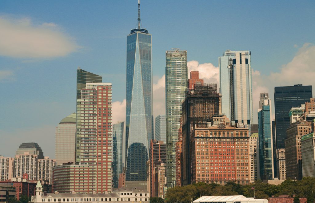 New York City financial district skyline
