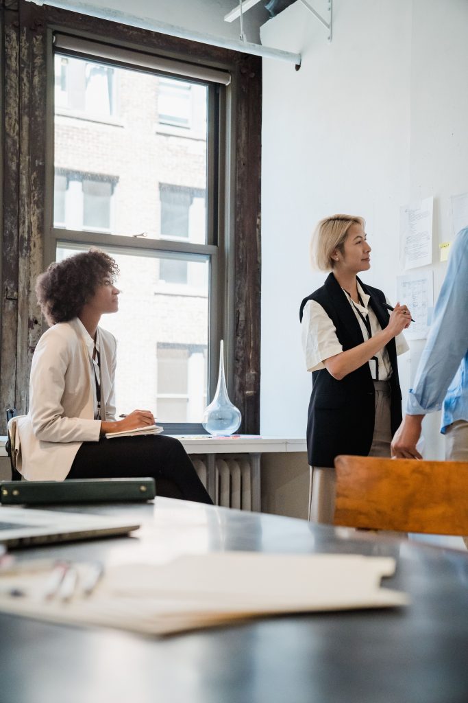 Business professionals collaborating in an office