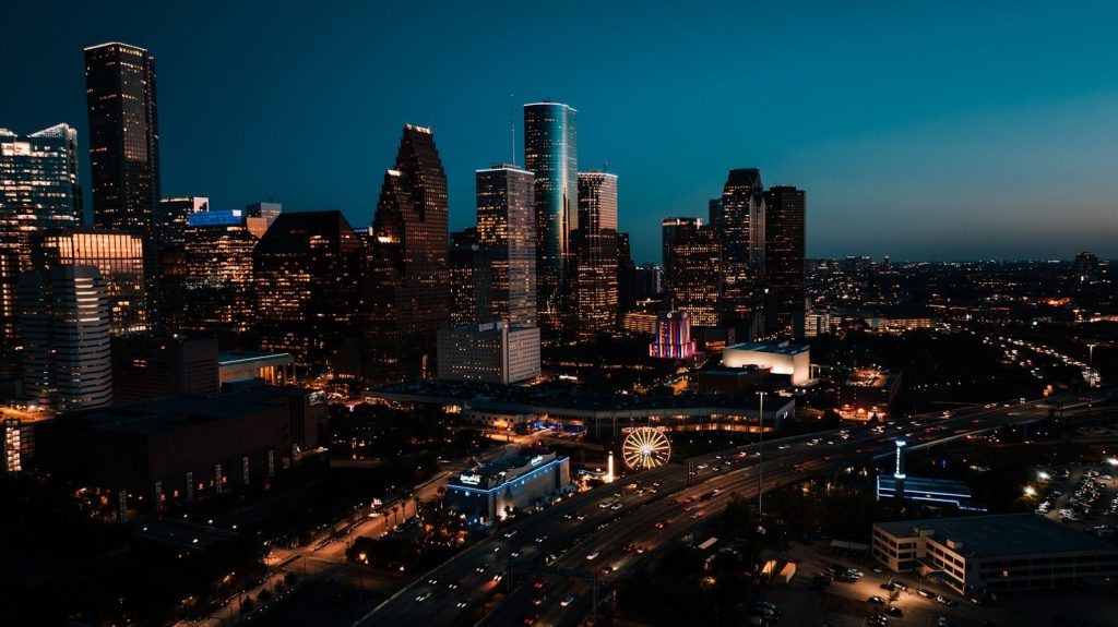 Downtown Houston skyline at night