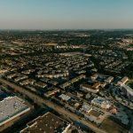 Aerial view of a suburban neighborhood in Frisco Texas