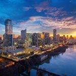 Austin Texas skyline at sunrise