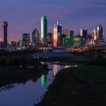 Downtown Dallas Texas skyline from the Trinity River