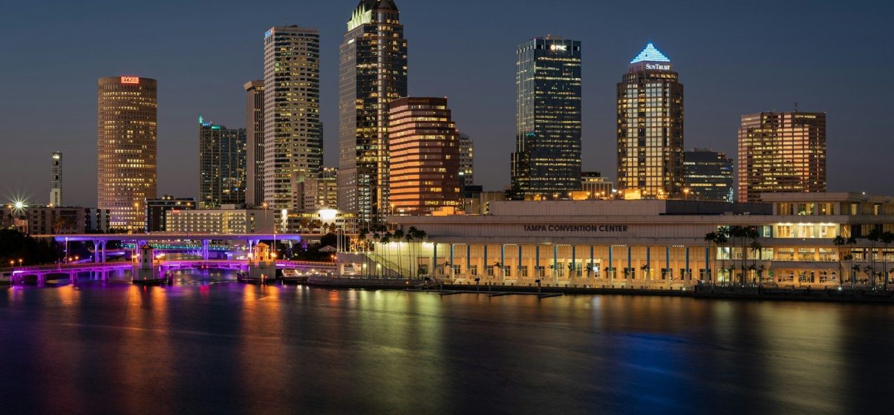Downtown Tampa Florida skyline over the water