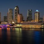 Downtown Tampa Florida skyline over the water
