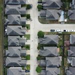 Aerial view of a Houston neighborhood of single-family rental homes, typical DSCR loan Houston investors finance