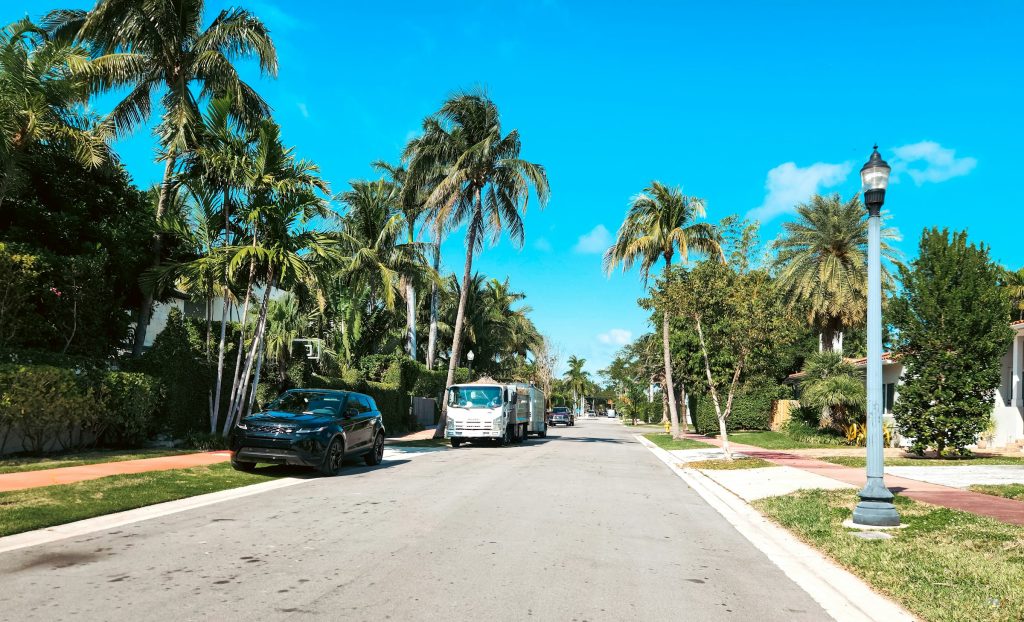 DSCR loan Miami: palm-lined residential street in a Miami neighborhood