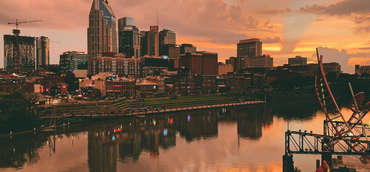 Nashville Tennessee skyline at sunset