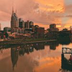 Nashville Tennessee skyline at sunset